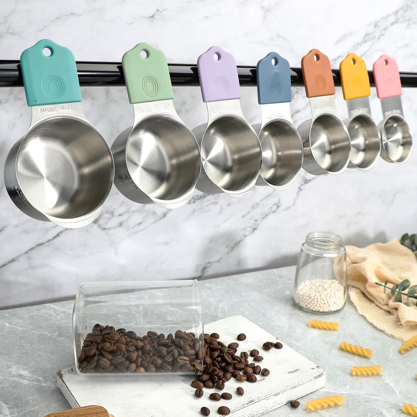 Magnetic Measuring Cups Set of 7 Stainless Steel Heavy Duty Stackable Measuring Cups for Dry and Liquid Ingredients