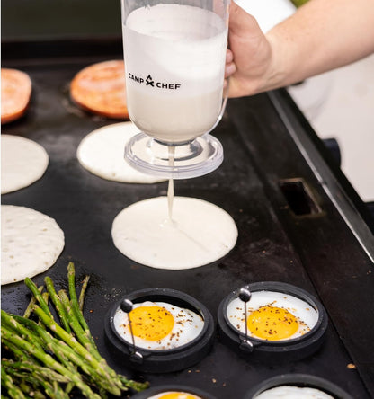Camp Chef Breakfast Kit - Flat-Top Griddle Accessories Includes Pancake Batter Dispenser, Griddle Spatula & 4 Egg Rings
