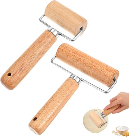 2 Pcs Wooden Rolling Pin Set, Wooden Dough Roller, Non-Stick Baker Pastry Roller, Pizza Rollers, Small Rolling Pin, Dough Baker Rollers Set for Home Kitchen Baking Cooking (2 Sizes)