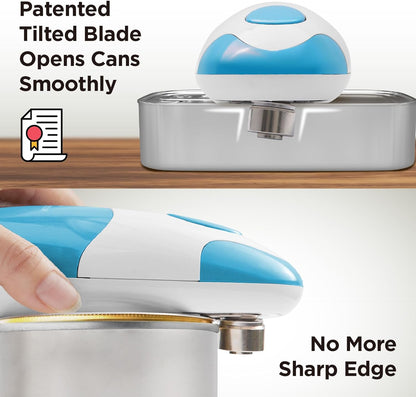 Kitchen Mama Auto Electric Can Opener: Open Your Cans with A Simple Press of Button - Automatic, Hands Free, Smooth Edge, Battery Operated, YES YOU CAN (Red)