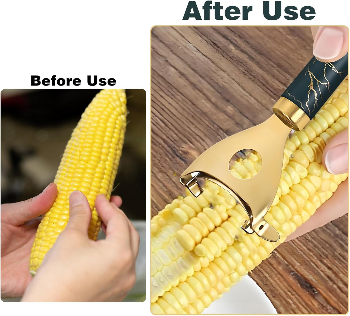 2Pcs Corn Shucker Corn Cob Stripper Tool Peeler Good Grips Stainless Steel Multifunctional Scraper, Kitchen Remover Tool Cutter Kernels Effortless Fast Time-Saving Convenience Ergonomic Handle