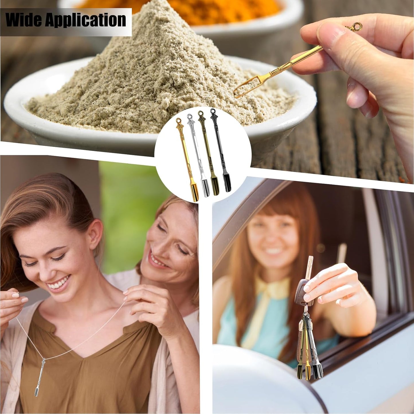40 PCS Mini Spoons, Tiny Metal Mini Shovel Spoons for Powder, Metal Spoon Power Scoop Tableware Charm Kitchen Pendant Spoon for Measuring Spices,Herbs,Powder,Coffee,Sugar