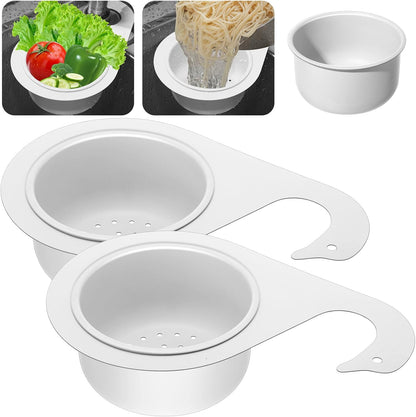 Teenyyou 2 Pcs Stainless Steel Sink Strainer Basket 15 Oz Multifunction Hanging Sink Colander Drain Basket Faucet Upgrade Quick Draining Kitchen Tool for Fruit Vegetable, 8.7 x 3.9 x 2.3 Inch