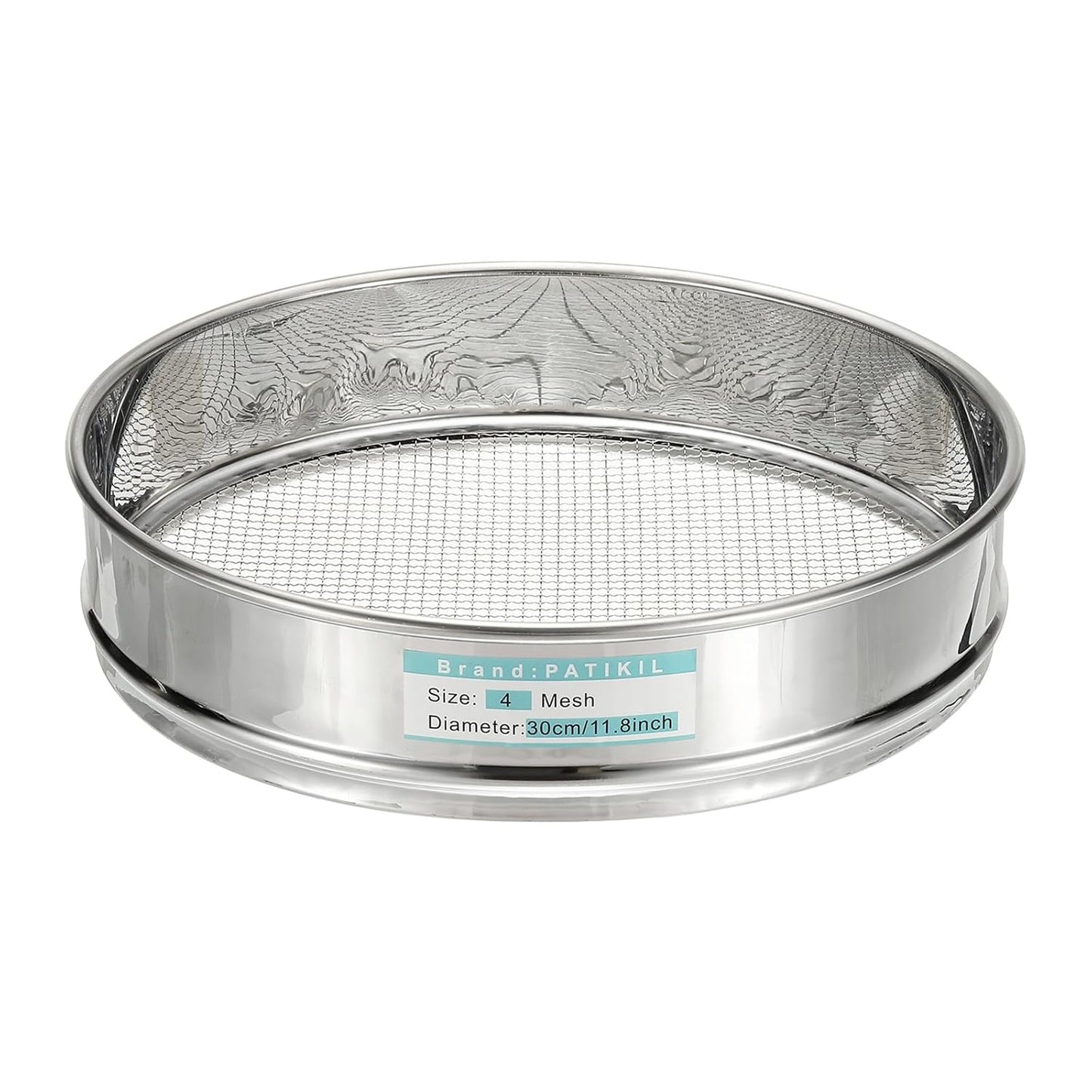 PATIKIL 10 Mesh(2mm) Lab Sieve, 11.8"(30cm) Diameter Sifting Screen 304 Stainless Steel Wire Cloth Fine Mesh Sieve for Industrial Laboratory Home Soil Sifter Dry Sift Screens Hash