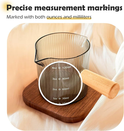 Espresso Measuring Cup with Handle, Espresso Pouring Cup, Espresso Shot Cup, 3oz Glass Measuring Cup For Coffee, Milk, Tea, Baking and Cooking (Clear 90ml)