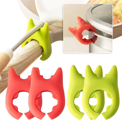 20 Pcs Spoon Pot Pan Holder Spatula Bracket Clips Silicone Pot Holders Heat Resistance Non-Slip Heat Resistance Spoon Holder for Kitchen Cooking