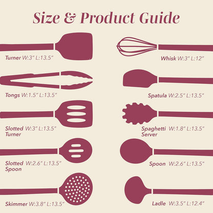COOK WITH COLOR Silicone Cooking Utensils, Kitchen Utensil Set, Easy to Clean Silicone Kitchen Utensils, Cooking Utensils for Nonstick Cookware, Kitchen Gadgets Set, 10 Pieces, Green