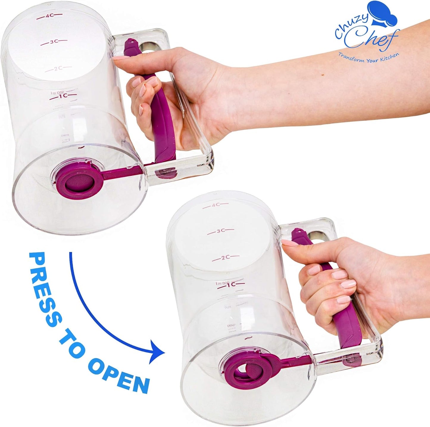 Pancake Cupcake Batter Dispenser Tool - Great for Cupcakes Muffins Creeps Cakes & Waffles – With Measuring Label – Chuzy Chef