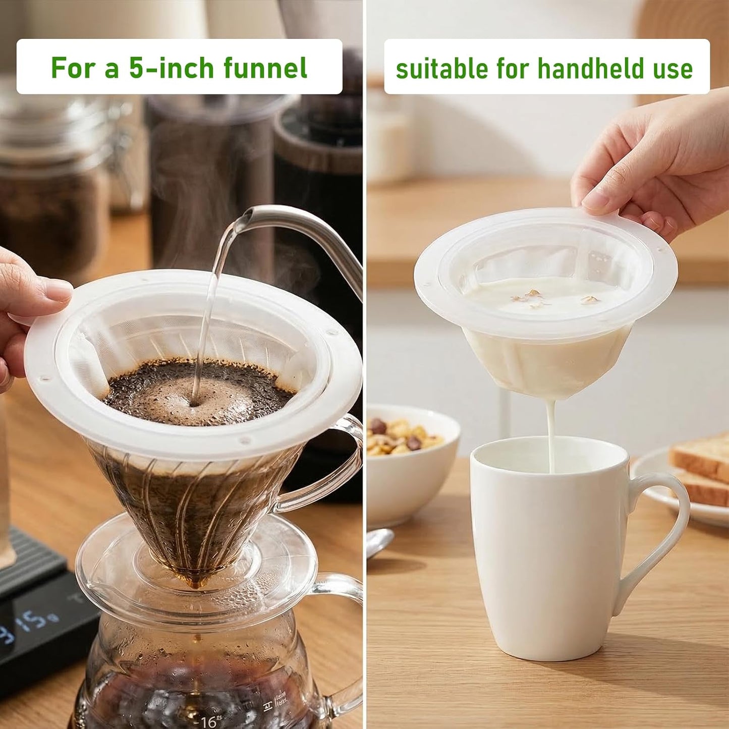 Ultra Fine Mesh Strainer, 2 Pcs 200 + 400 Mesh Nylon Fine Strainer for Liquids Brine Shrimp Net Plastic Colander Meshes Strainers for Juicing Cooking Oil Juice Nut Milk Cheese Wine Coffee Whey Grease