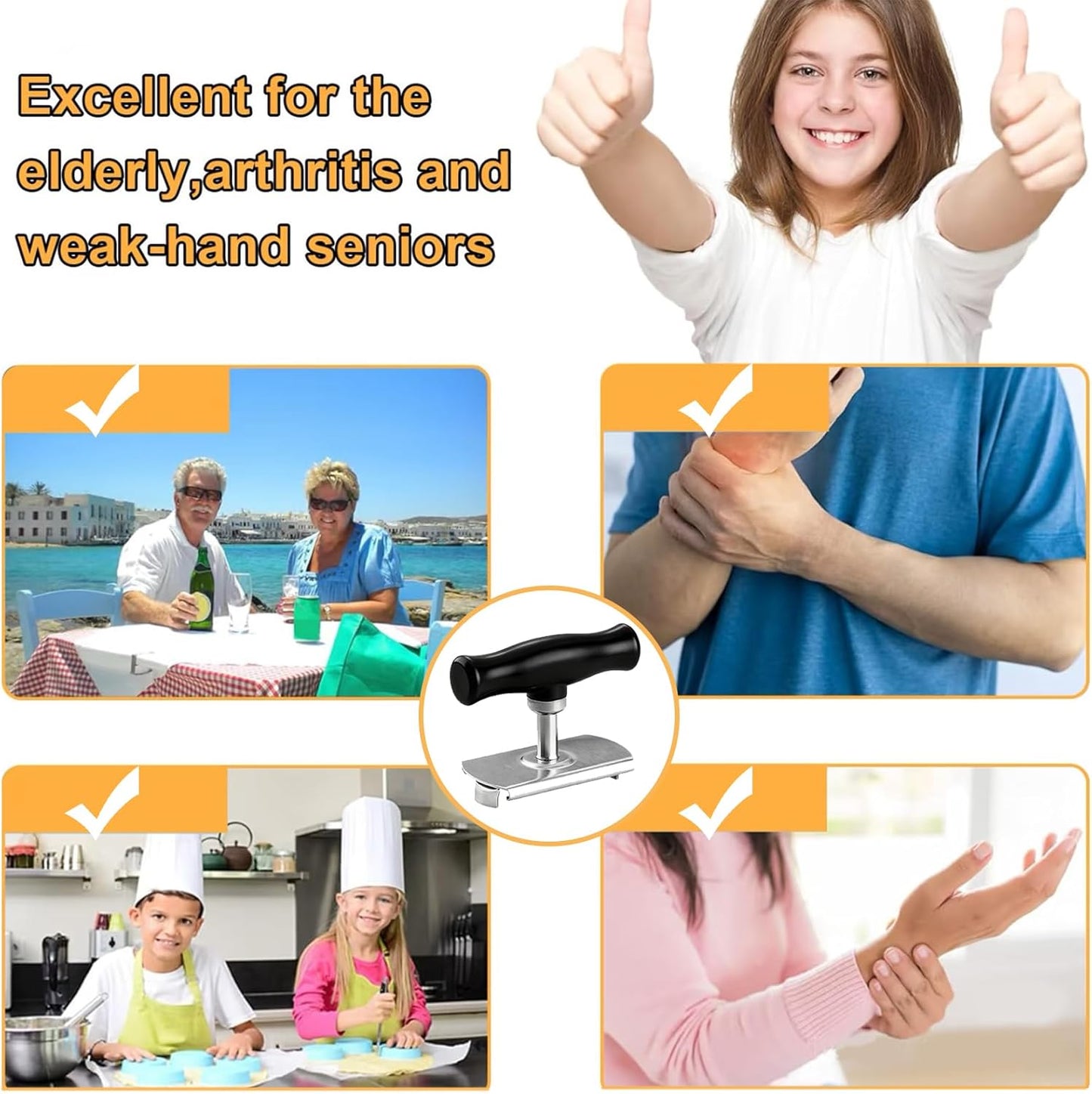 Jar Opener - Jar Openers TopRated for Seniors, Bottle Openers for Seniors, Mutil Lid Opener, Get Lids Off Easily (Black)