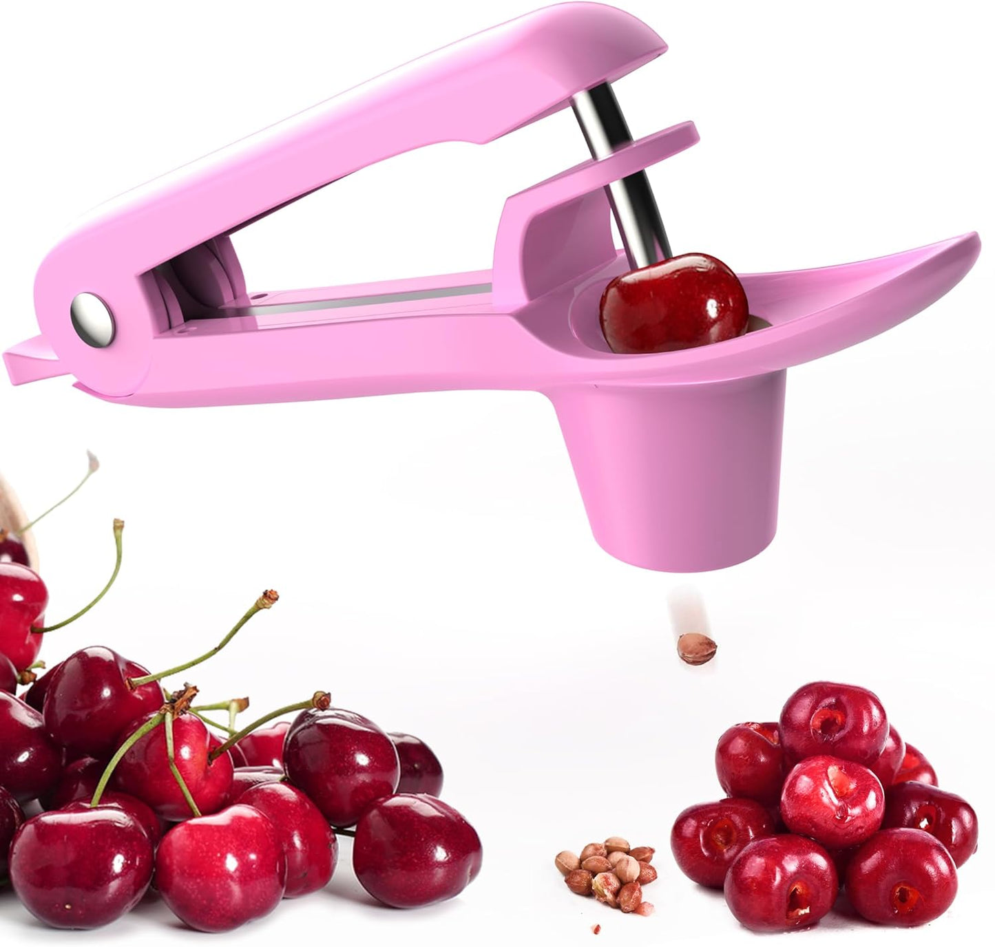 Cherry Pitter - UCMORX Stainless Steel Cherries Pitter Tool Cherries Corer Cherry Remover for Making Cherry Jam with Lock Design(Black)