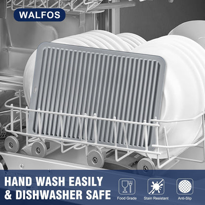 Walfos Silicone Trivet Mats - 4 Heat Resistant Pot Holders, Multipurpose Non-Slip Hot Pads for Kitchen Potholders, Hot Dishers, Jar Opener, Spoon Holder, Food Grade Silicone & BPA Free (Black)