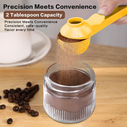 2-in-1 Coffee Scoop with Funnel, 2 Teaspoon Measuring Spoon for Reusable K Cups, Ground Coffee, Protein Powder & Tea, Mess-Free Plastic Design (Pink)