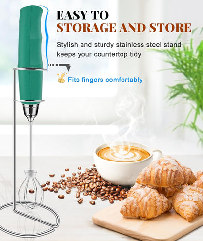 YUSWKO Black Handheld Milk Frother Wand for Coffee, Rechargeable Electric Whisk with 3 Heads 3 Speeds Drink Mixer Coffee Frother For Latte, Cappuccino, Hot Chocolate, Egg