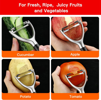 Serrated Blade Premium I Type 304 Stainless Steel Multifunctional Kitchen Peeler Real Wood Handle Ultra Sharp Blade Vegetable Potato Apple（Agarwood）