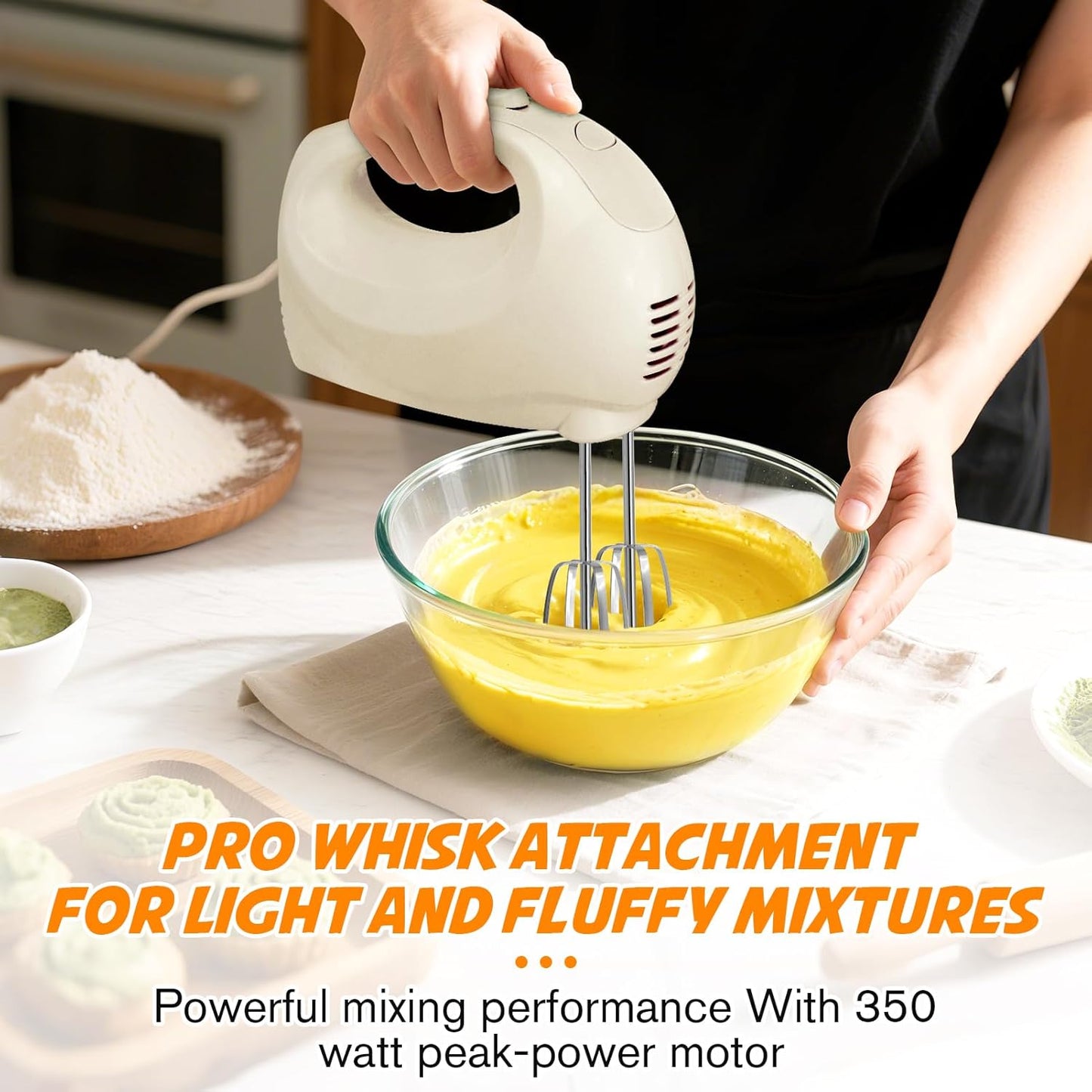 Hand Mixer, 5-Speed Electric Whisk with Turbo Boost Includes 5 Stainless Steel Attachments - Great Stand Mixer Alternative for Baking Cakes, Bread & More
