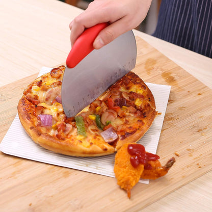 1 pcs Dough Pastry Scraper Chopper/Stainless Steel Dough Scraper Cutter with Ergonomic Rubber Non-Slip Grip/Dough Scraper Cutter/Pro Pastry Pizza Cutter Chopper (Pink)