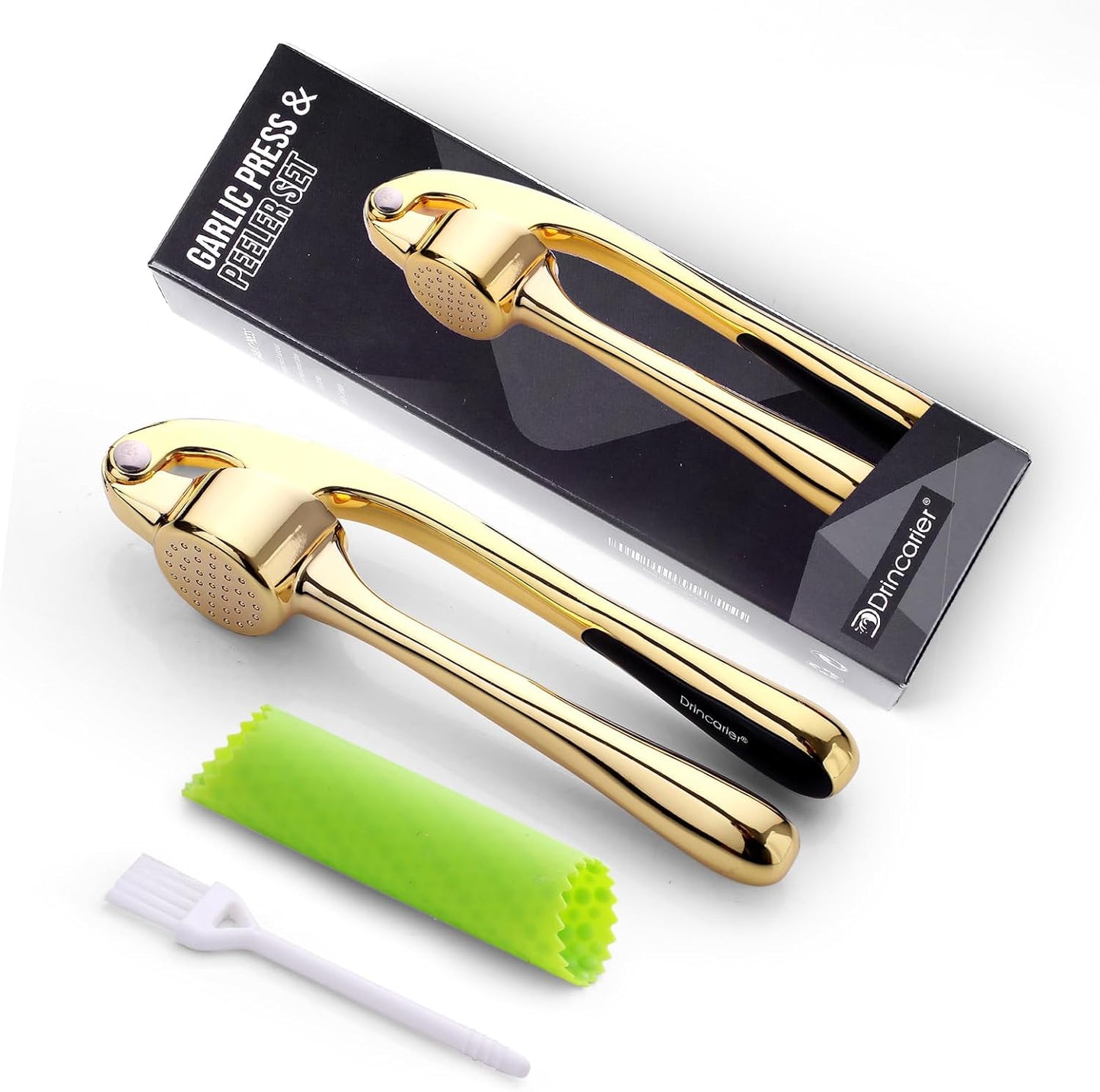 Premium Garlic Press, Professional Garlic Mincer, Easy to Squeeze and Clean, Rust Proof & Dishwasher Safe, Efficient Ginger Crusher- Gold…