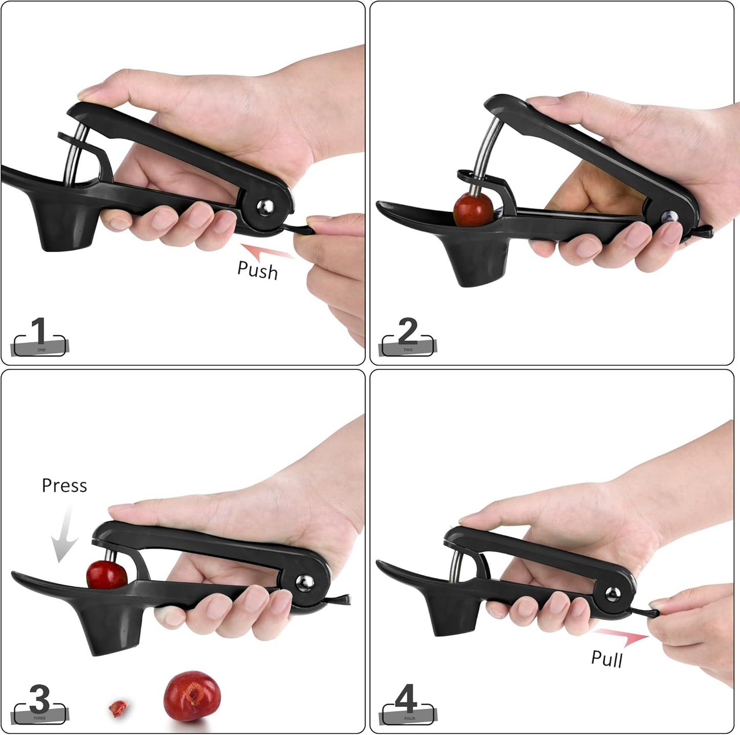 Cherry Pitter - UCMORX Stainless Steel Cherries Pitter Tool Cherries Corer Cherry Remover for Making Cherry Jam with Lock Design(Black)