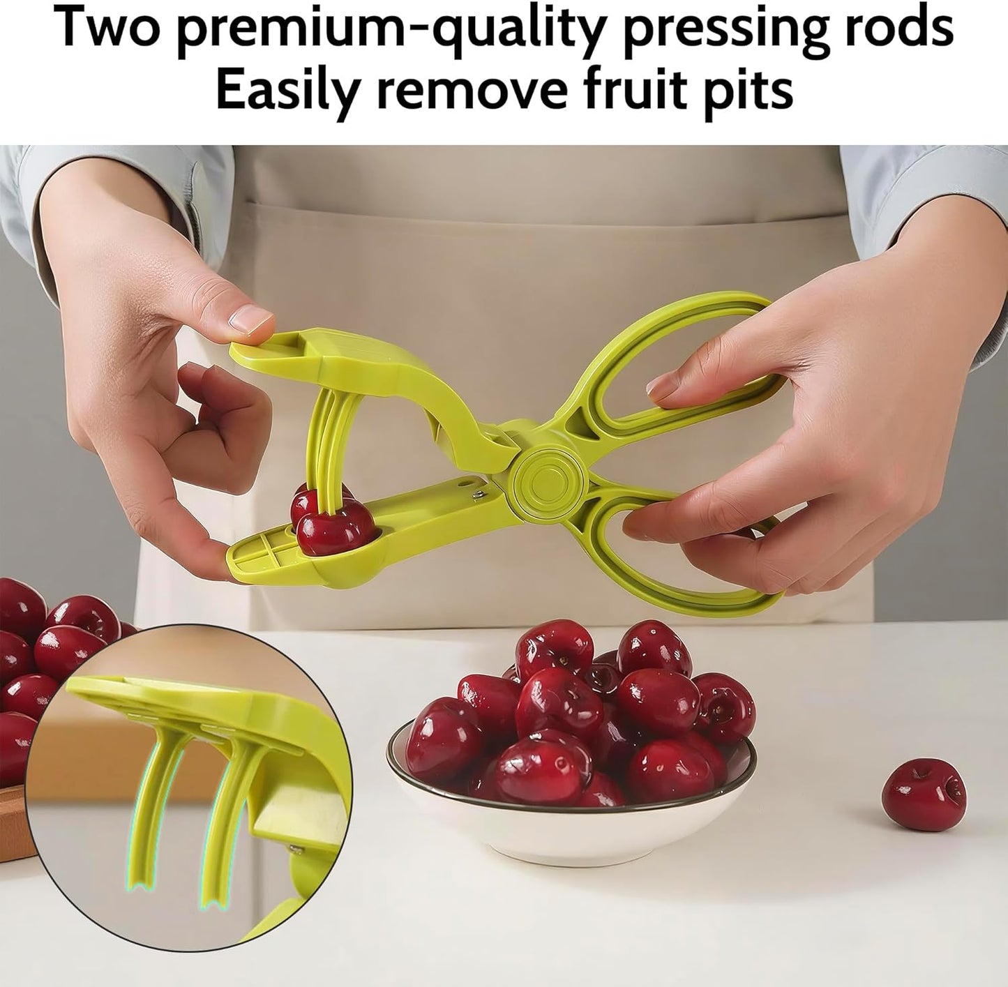 Cherry Pitter, Cherries Corer with Hand-held Push Design Olive and Cherry Pitters Corer Tool Quick Portable Pitting Tool for Making Jam (Green)