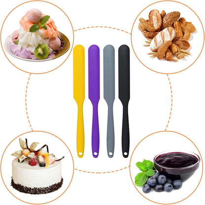 4pcs Silicone Spatula Set Heat Resistant Cake Cream Butter Spatulas Mixing Batter Scraper Non-Stick Flexible Baking Cooking Tool 4 Colors (multicolor)