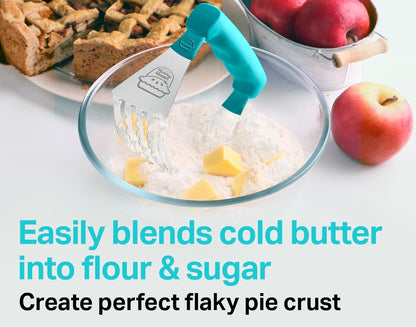 Pastry Cutter Tool - Heavy Duty Stainless Steel Pastry Blender, Comfortable Handle, Dishwasher Safe, Perfect Flaky Pie Crust & Biscuits - Blue