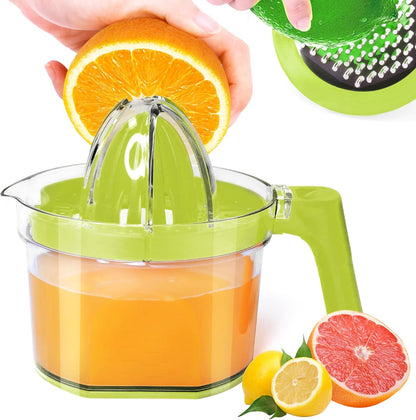 Lemon Squeezer 4-in-1 Lemon Hand Juicer - ChefVille Manual Orange Juicer Multifunctional Lemons Lime Squeezer, Citrus Juicers Press Fruit with Detachable Comfortable Handle, 16.9oz Capacity (ORANGE)
