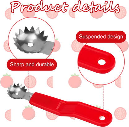 4pcs Stainless Steel Fruit Corer Tool, Tomato Strawberry Huller Vegetable Stem Remover Kitchen Gadget for Easy Fruit Balling (White)
