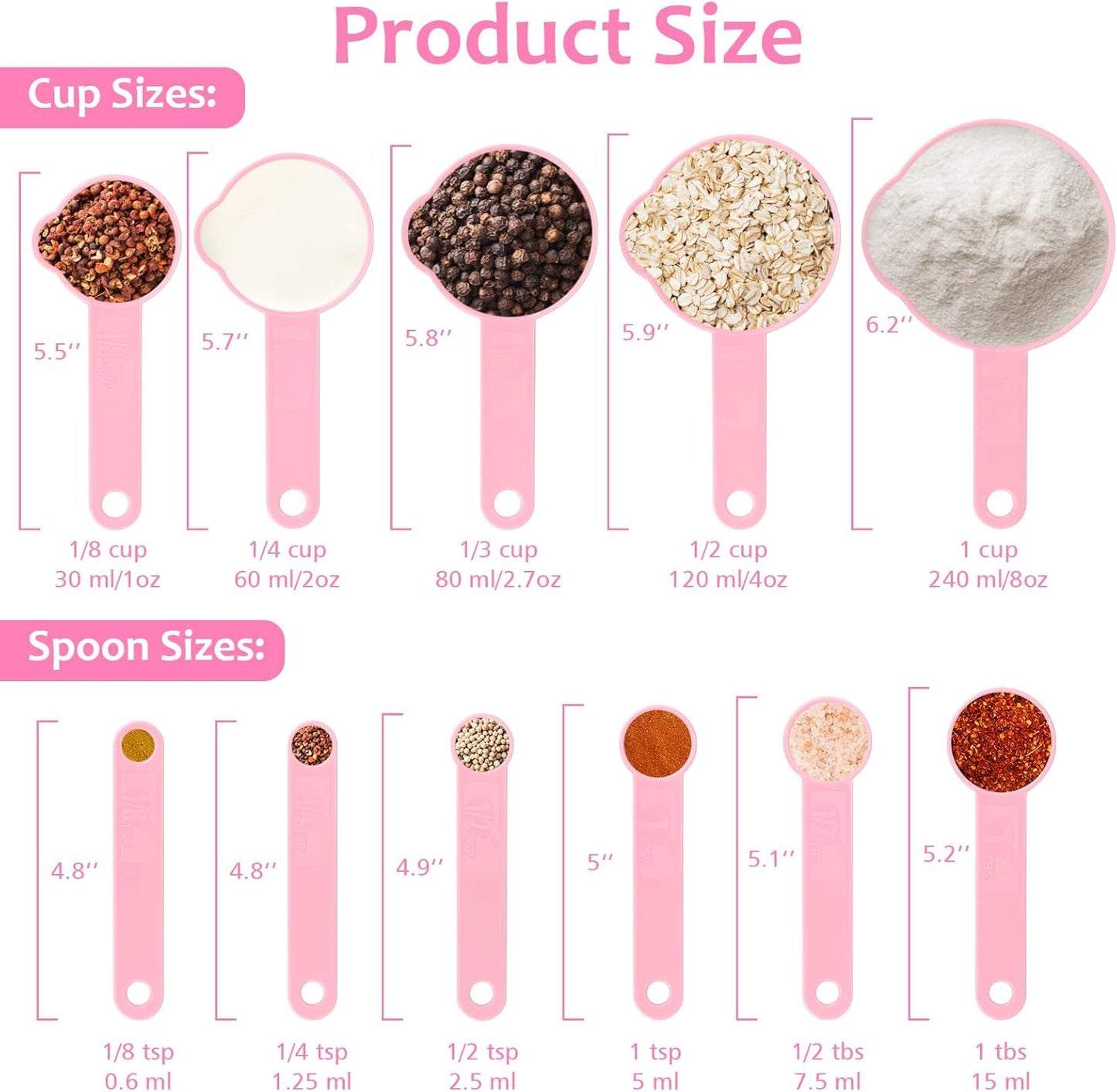 Accmor Measuring Cups & Spoons Set, Plastic Cooking Baking Tools Measuring Spoons Cups, 11 Piece Different Capacities Tablespoons Kitchen Gadgets Nesting Measure Sets for Dry Liquid Ingredients