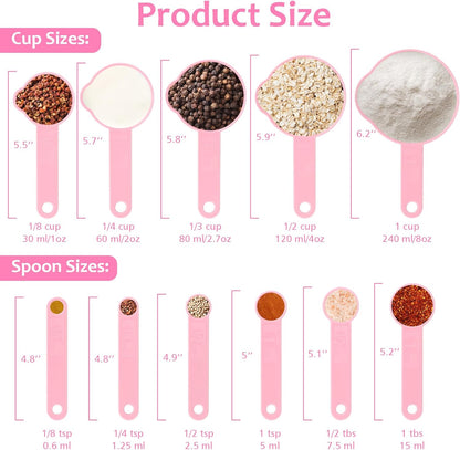 Accmor Measuring Cups & Spoons Set, Plastic Cooking Baking Tools Measuring Spoons Cups, 11 Piece Different Capacities Tablespoons Kitchen Gadgets Nesting Measure Sets for Dry Liquid Ingredients