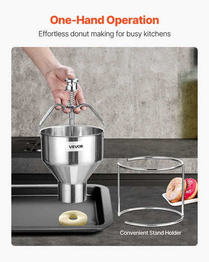 VEVOR Donut Depositor, Large Capacity Manual Donuts Dropper, 304 Stainless Steel Commercial Batter Dispenser, 6 Thicknesses Adjustment Doughnut Hopper with Stand, For Restaurant Cafe Bakery Kitchen