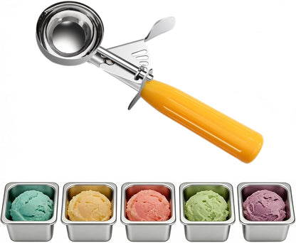 QUAL COOK Heavy Duty Stainless Steel Ice Cream Scoop 4 oz, Cookie Scoop with Trigger, Baking Scoop for Bakeries,Restaurants & Dessert Shops, #8, Grey