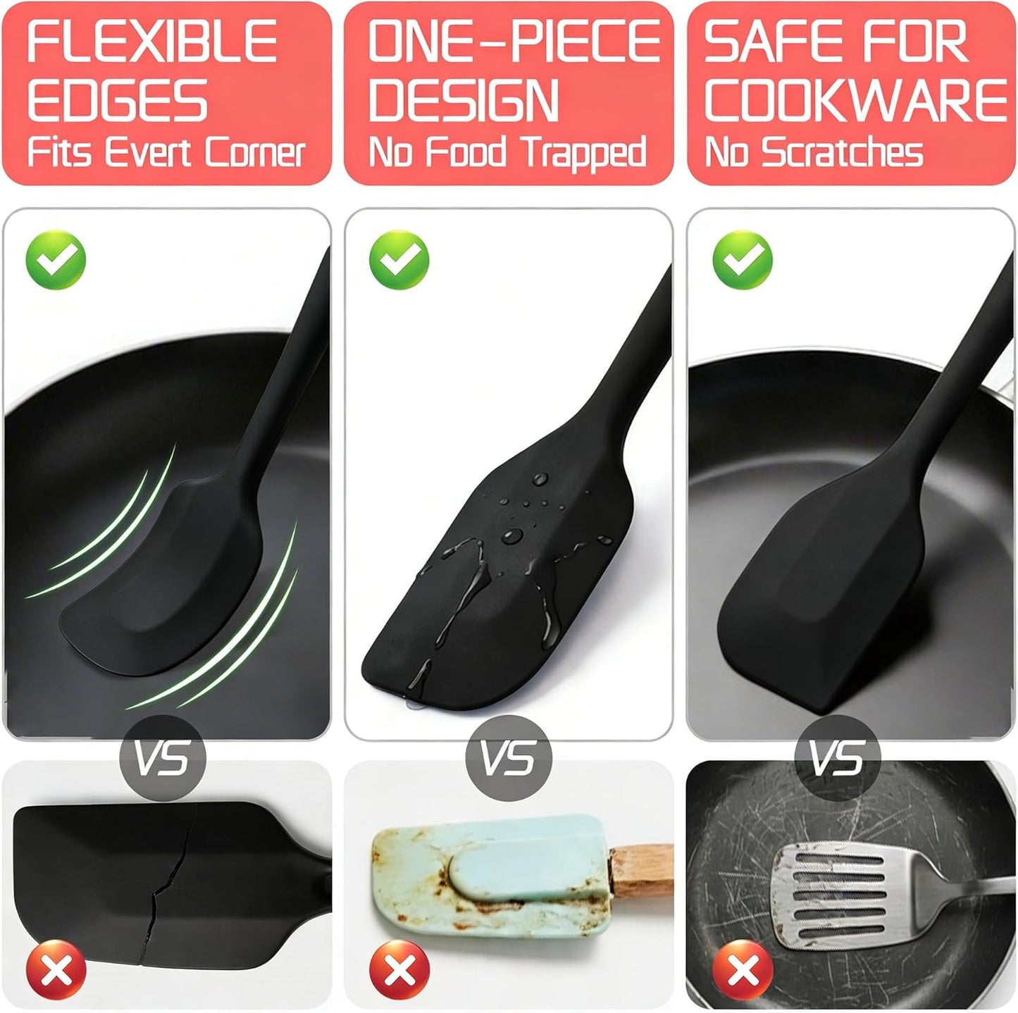 5 Pieces Silicone Spatula Set BPA Free Non Stick Rubber Spatula Heat Resistant Set Ideal for Baking Cooking Mixing Dishwasher Safe Kitchen Tools Multicolor