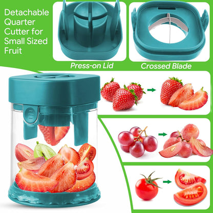Small Fruit Cutter, Creative Strawberry & Grape Slicer, Quickly Making Fruit Vegetable Salad (Black)