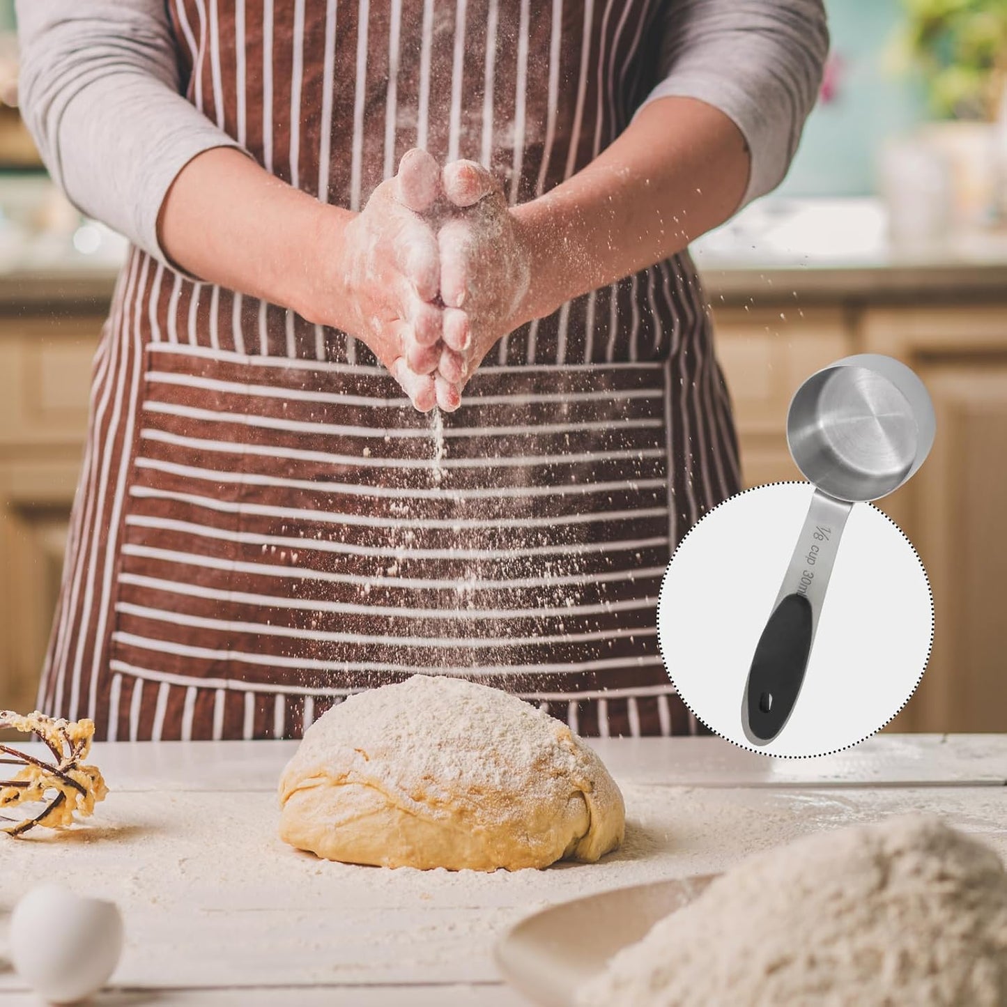 1/4 Cup Measuring Cup, 60 ML Stainless Steel Coffee Measuring Scoops, Single Metal Coffee Scoop with Black Silicone Handle