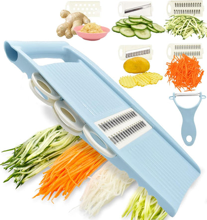 NACOLUS 5 in 1 Mandoline Slicer Vegetable Slicer Mandolin Multi Blade Potato Veggie Slicer Vegetable Cutter Julienne Shredder Potato Slicer Green