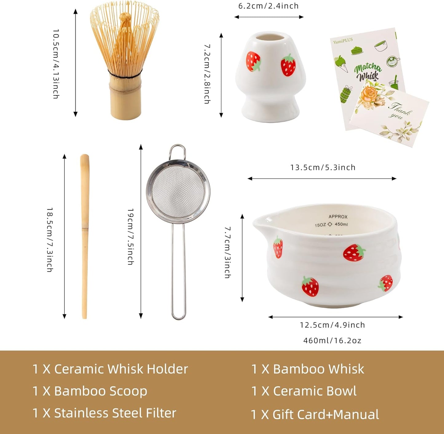 5pcs Premium Matcha Set,Ceramic Bowl with Spout and Bamboo Whisk set, Ceremonical Matcha Kit for breakfast/latte,Tea Starter Making Kit,Unique Matcha Gift set (pink love)