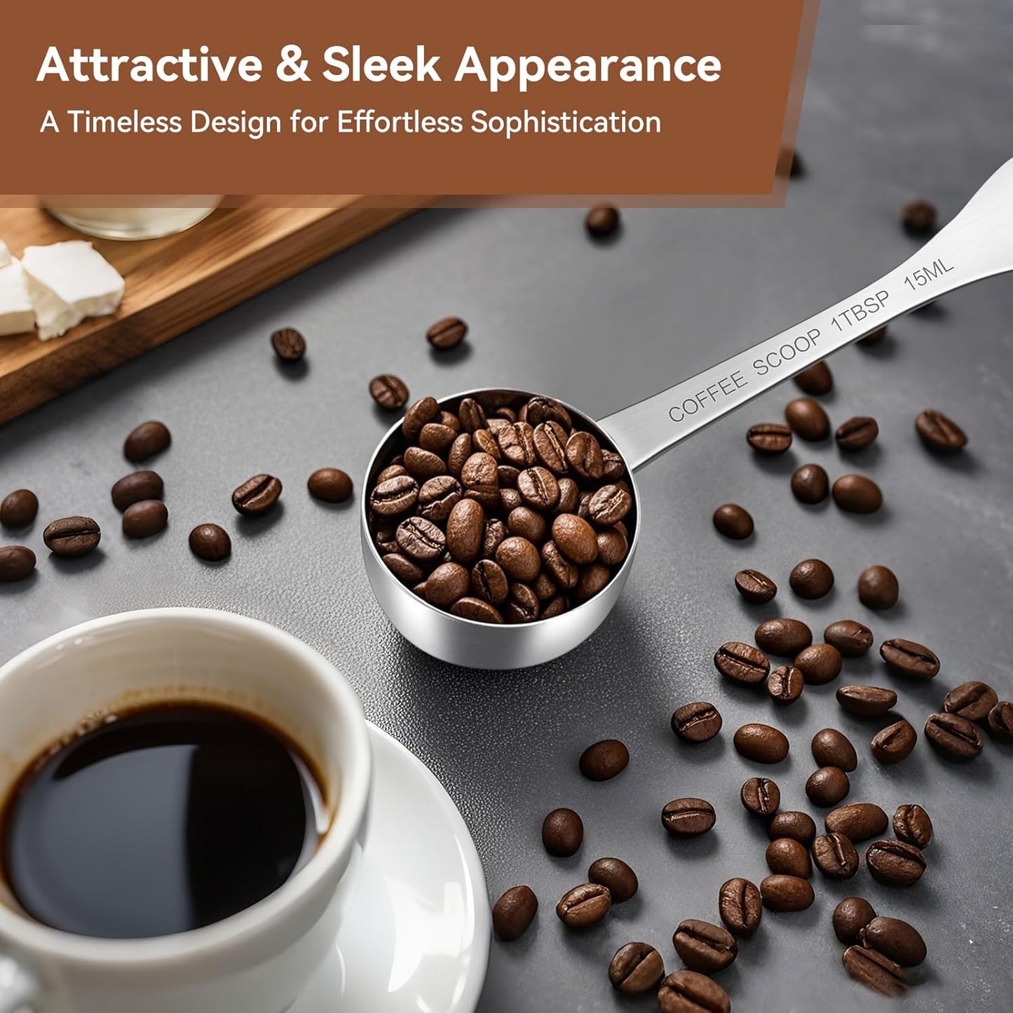 1PCS Coffee Scoop(1TBSP | 3TSP | 15ML), Stainless Steel Measuring Spoon, Food Grade Scooper for Ground Coffee, Bean, Powder, Espresso