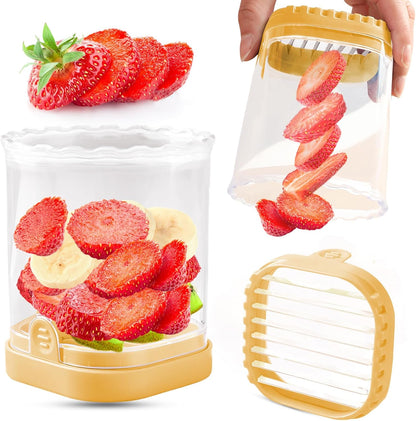 Creative Strawberry & Fruit Slicer - Detachable Cutter with Push Plate (Black)