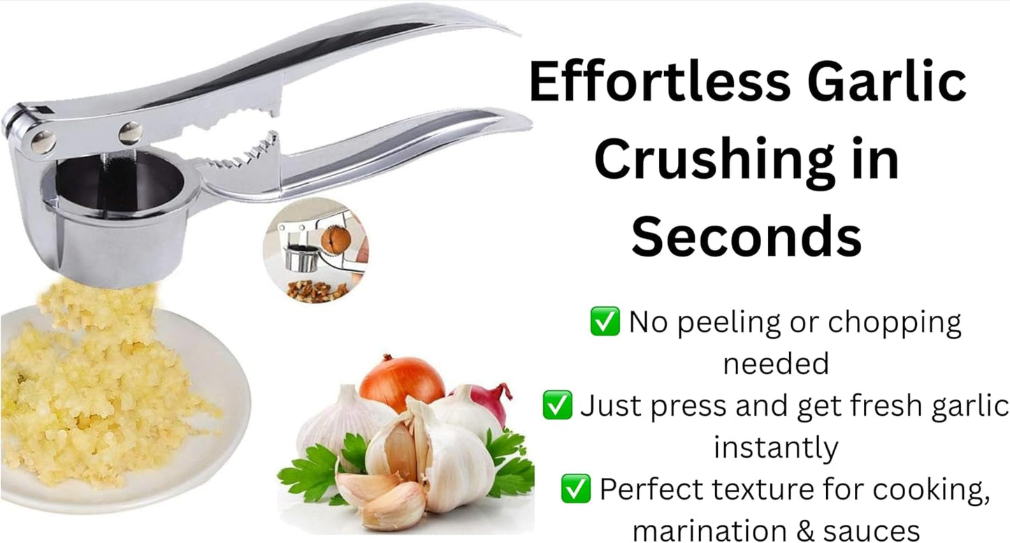 2-in-1 Garlic Press & Nut Cracker – Stainless Steel, Easy to Clean, Rust-Proof, Heavy Duty Kitchen Tool