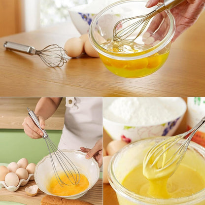 Digead Stainless Steel Whisk Set - 8"+10" Kitchen Wisk, Balloon Whisk for Baking, Cooking, Mixing, Blending, Beating Eggs, Cream, Sauces - Ergonomic Grip - 2 Pack
