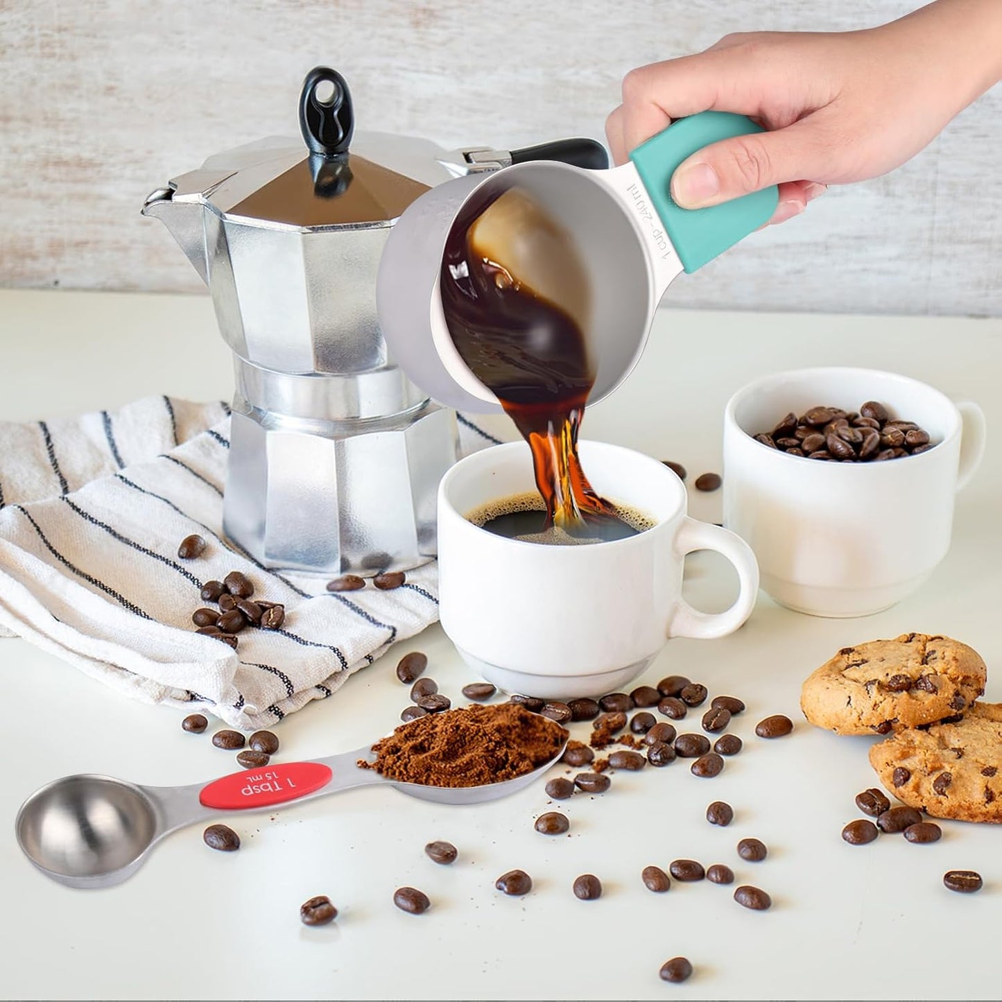 Magnetic Measuring Cups and Spoons Set, 17 Pcs Stainless Steel Measuring Cups and Spoons set for Measure Dry Liquid Ingredients with 7 Measuring Cup 8 Metal Spoon 1 Leveler 1 Funnel Colored