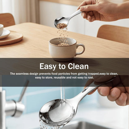 4 PCS Stainless Steel Coffee Scoop Set, Silver Thickened Small Round Spoon with Long and Short Handles For Salt Condiments Dessert Tea Coffee