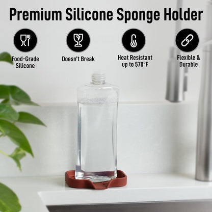 Zulay Kitchen (9x3.5in Sponge Holder for Kitchen Sink - Flexible Heavy-duty Multipurpose Sink Caddy - Counter Organizer for Kitchen, Bathroom, Makeup, Trinkets & More! (Grey)