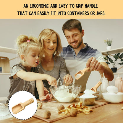 4PCS Wooden Spoons Small Scoop Mini Bamboo Spoons Eco-Friendly and Easy to Clean for Kitchen, Bath Salt,Salt Spoons Natural Scoop for Candy Honey Spices Sugar Tea Powder