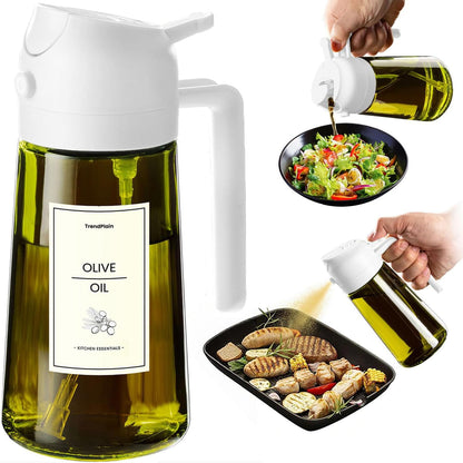 TrendPlain - Original 16oz/470ml Olive Oil Dispenser Bottle for Kitchen Gadgets and Air Fryer Accessories - Olive Oil Sprayer for Cooking w/Stickers - Black