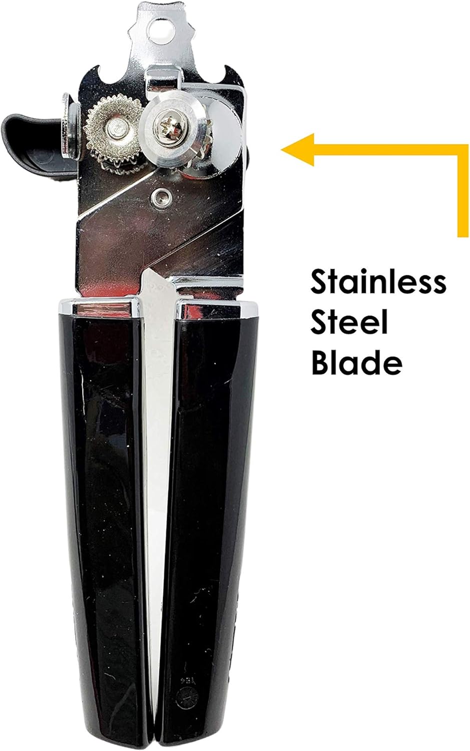 Basics Can Opener Manual Can Openers Sharp Stainless Steel Blade Safe Cover Remover Great for Beer cap (Tin/Bottle) Removal, Big Turning Knob Soft Handle Great Hand grip