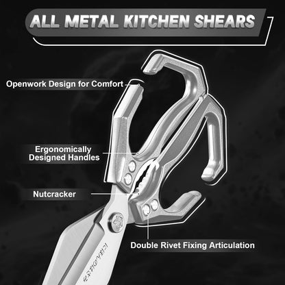 Dream Reach Poultry Shears, Heavy Duty Kitchen Shears with Serrated Edge, No Rust Spring Loaded, Multipurpose Stainless Steel Kitchen Scissors for Chicken, Bone, Meat, Turkey, Fish Thanksgiving Gifts