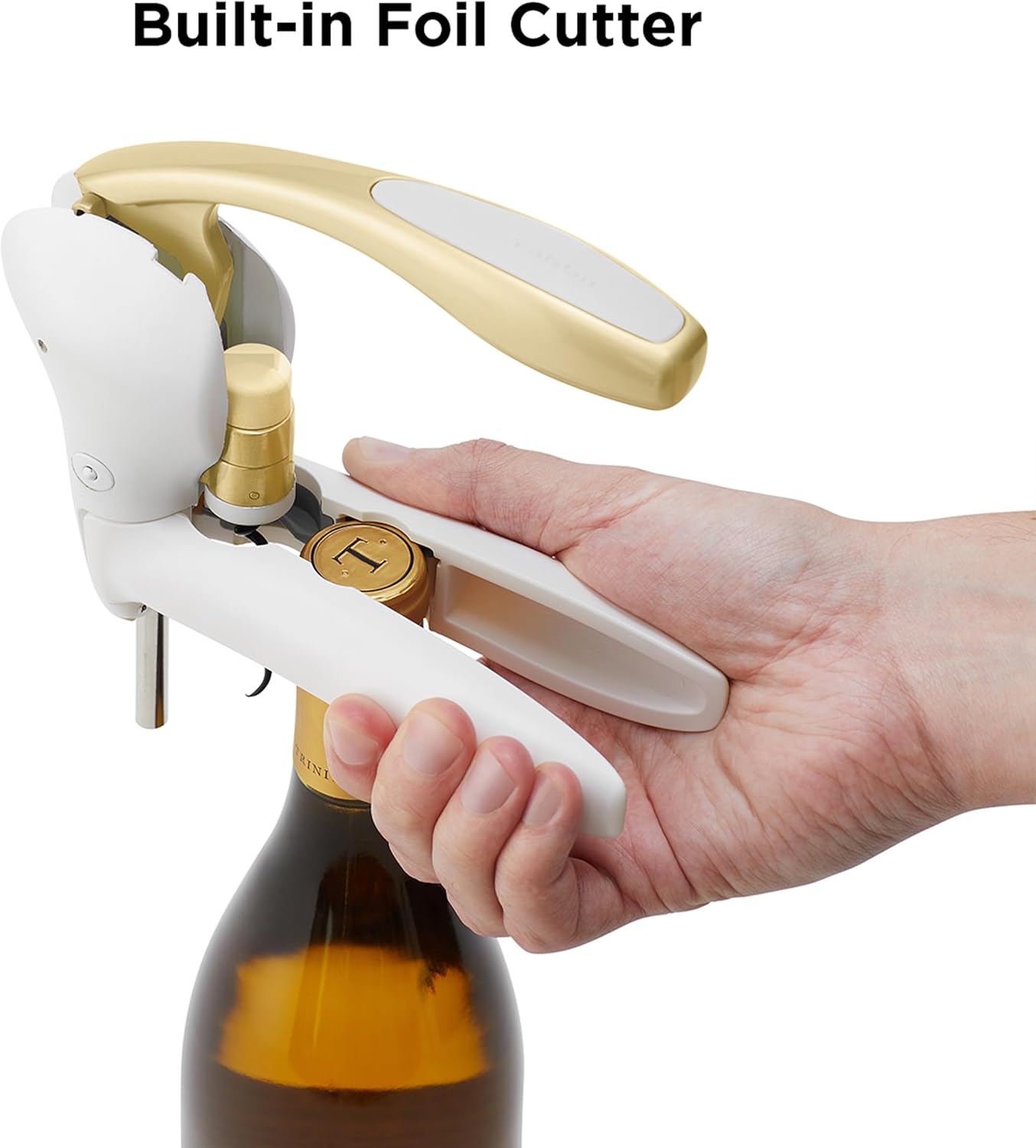 Rabbit Original Lever Corkscrew Wine Opener with Foil Cutter and Extra Spiral (Silver)