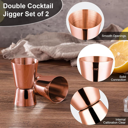 Briout Jigger for Bartending, Double Cocktail Jigger Japanese Premium 304 Stainless Steel Jigger 2 OZ 1 OZ with Measurements Inside